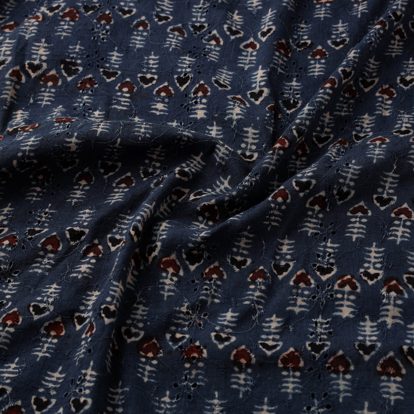 Ajrakh Hand Block Print Natural Dyed Cotton Hakoba Fabric 12