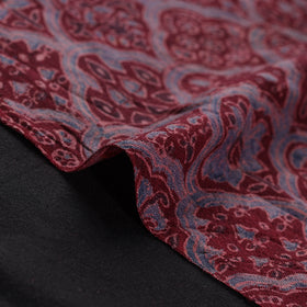 Ajrakh Hand Block Print Merino Wool Handloom Natural Dyed Fabric 02