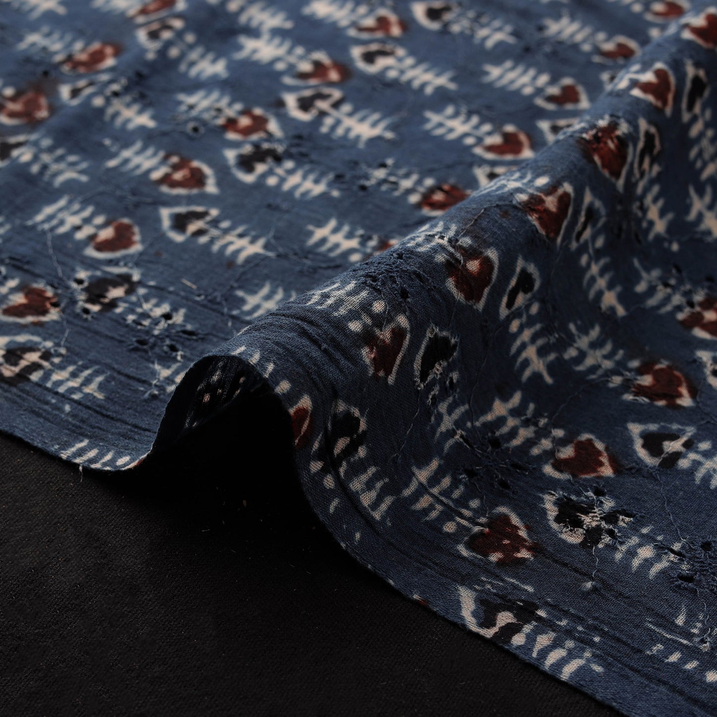 Ajrakh Hand Block Print Natural Dyed Cotton Hakoba Fabric 12
