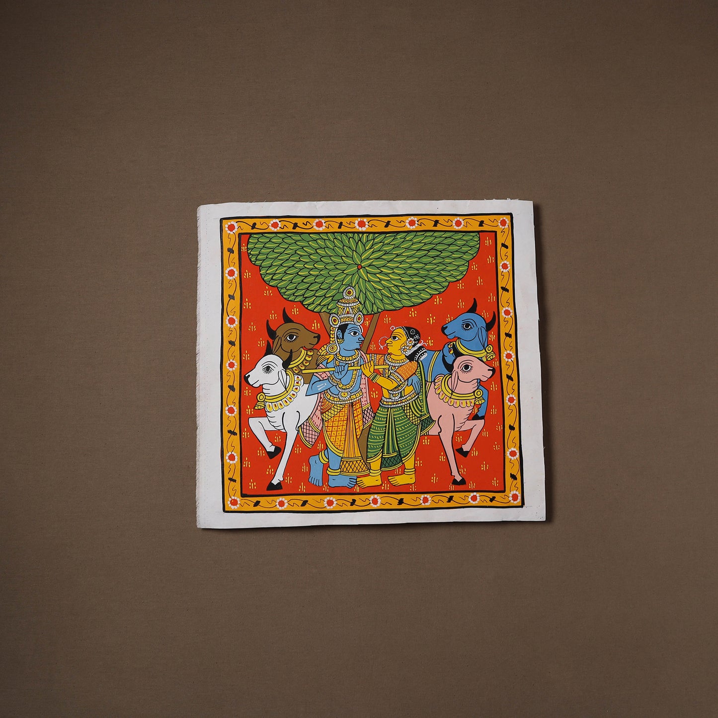 Handpainted Cheriyal Scroll Painting by Dhanalakota Sai Kiran (15 x 15 in) 31