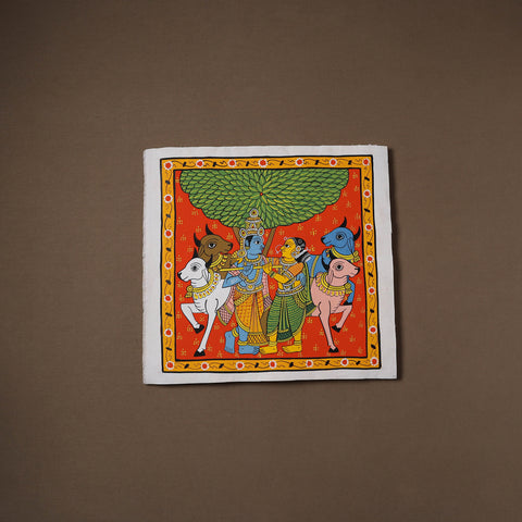 Handpainted Cheriyal Scroll Painting by Dhanalakota Sai Kiran (15 x 15 in) 31