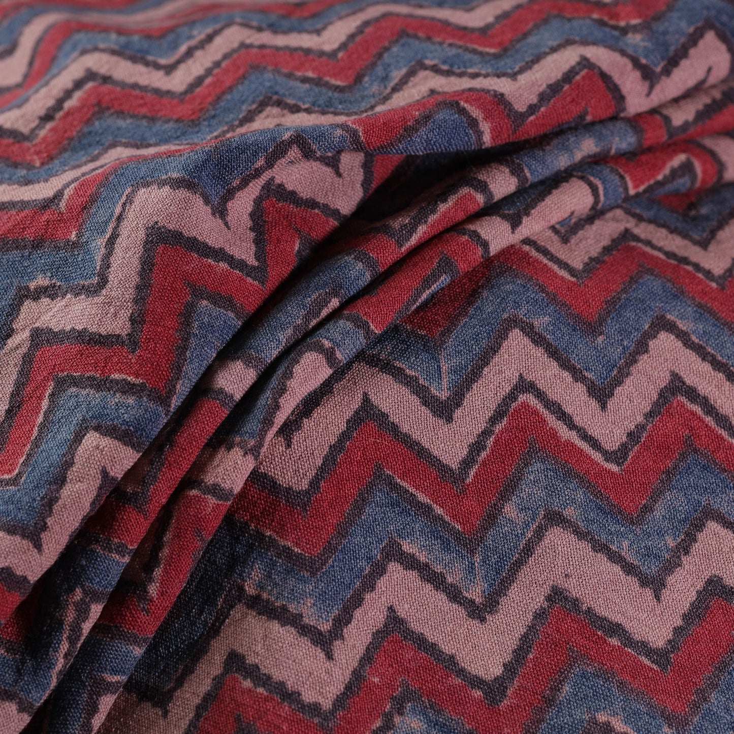 Ajrakh Hand Block Print Merino Wool Handloom Natural Dyed Fabric 03