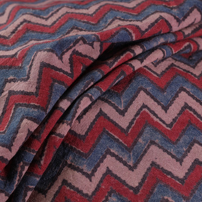 Ajrakh Hand Block Print Merino Wool Handloom Natural Dyed Fabric 03