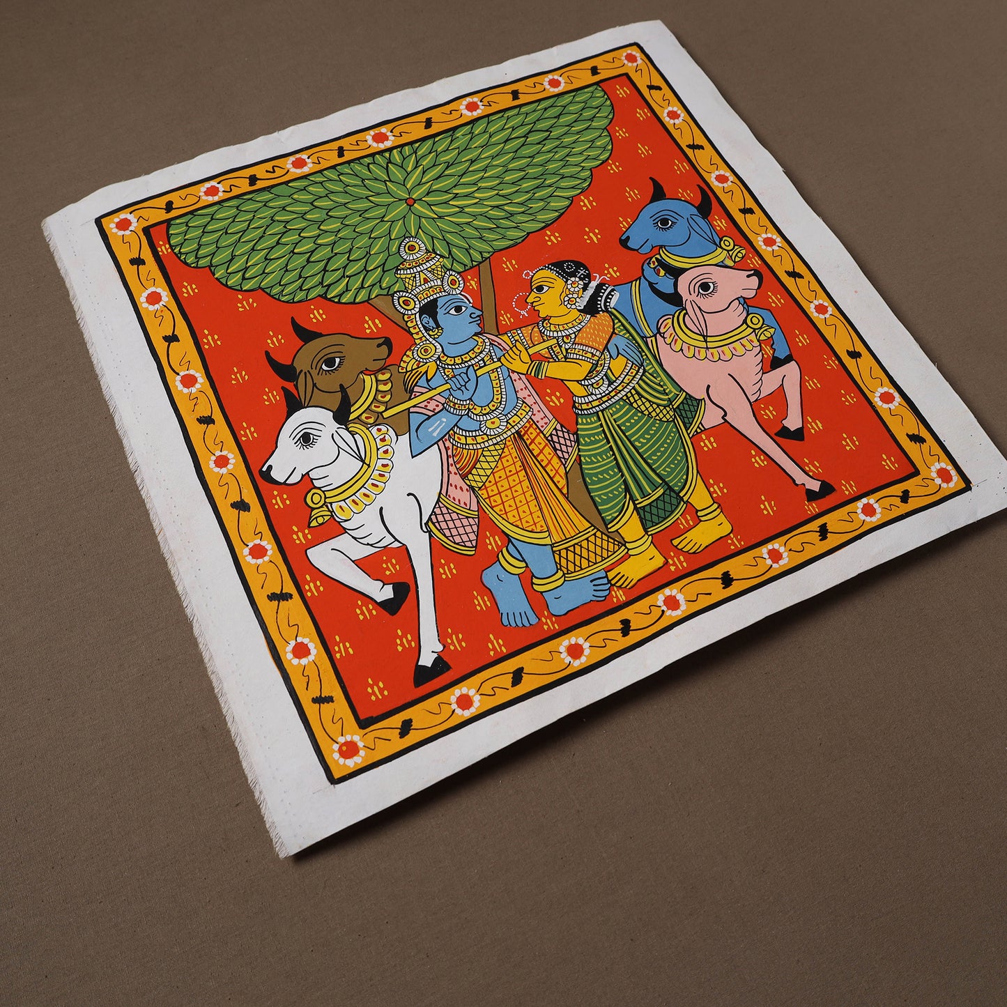 Handpainted Cheriyal Scroll Painting by Dhanalakota Sai Kiran (15 x 15 in) 31