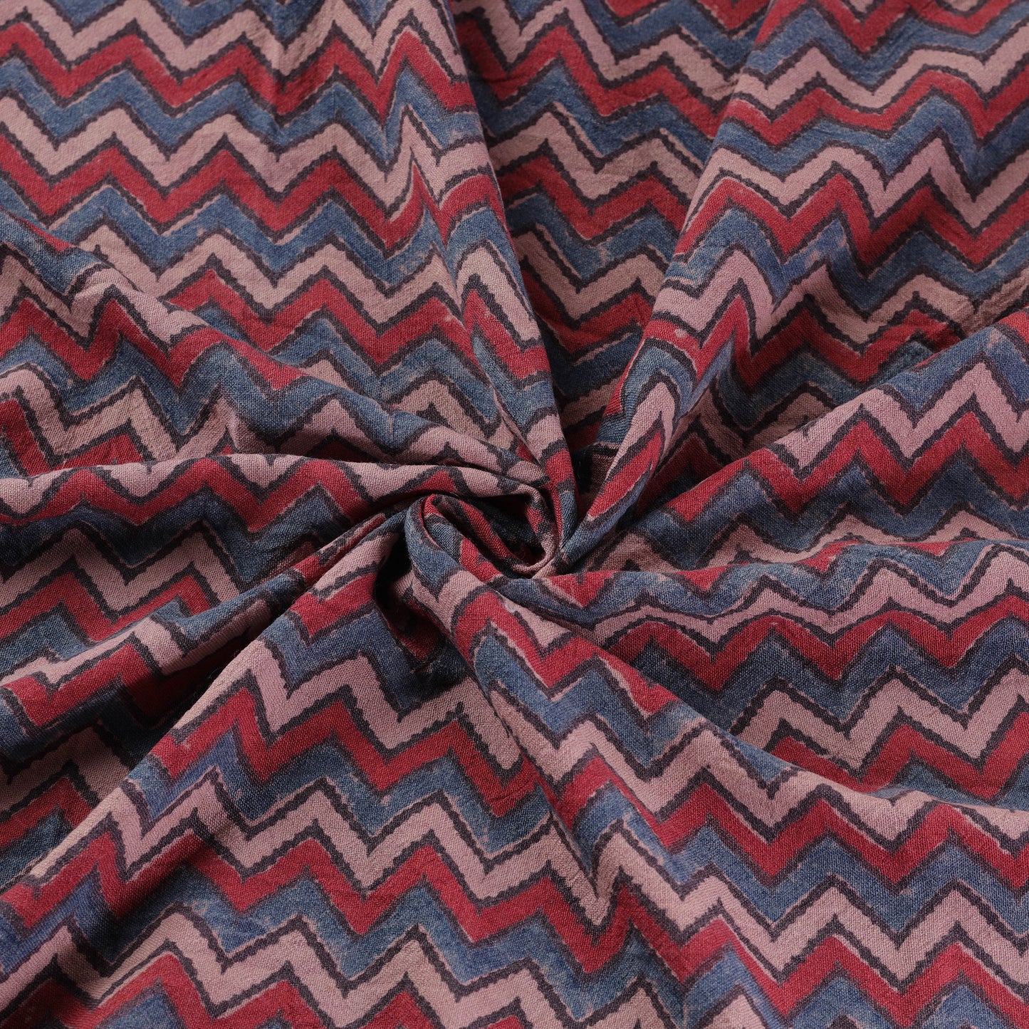 Ajrakh Hand Block Print Merino Wool Handloom Natural Dyed Fabric 03