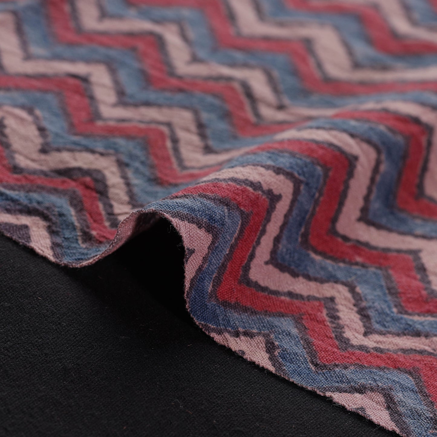 Ajrakh Hand Block Print Merino Wool Handloom Natural Dyed Fabric 03