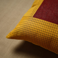 Yellow - Patchwork Cotton Kanchipuram Cushion Cover (16 x 16 in) 48