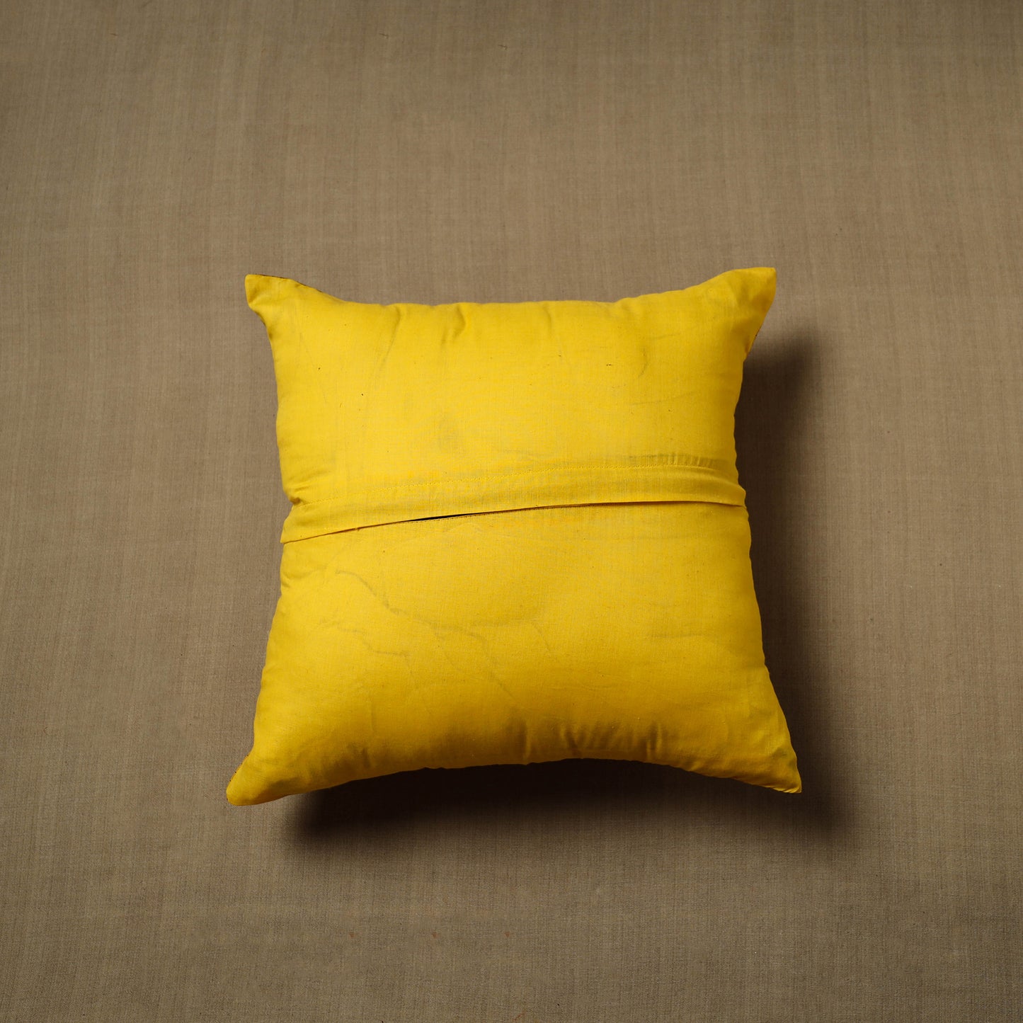 Yellow - Patchwork Cotton Kanchipuram Cushion Cover (16 x 16 in) 48