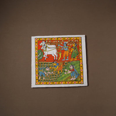 Handpainted Cheriyal Scroll Painting by Dhanalakota Sai Kiran (15 x 15 in) 35
