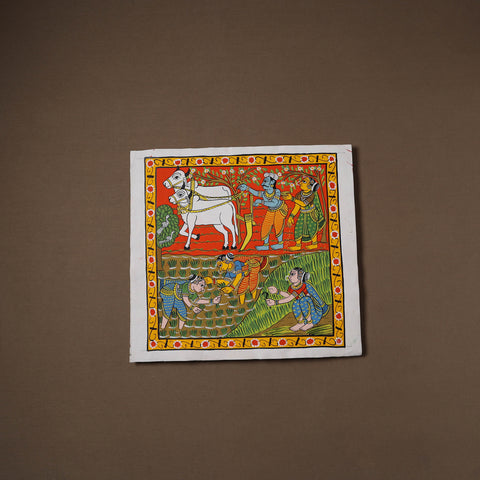 Handpainted Cheriyal Scroll Painting by Dhanalakota Sai Kiran (15 x 15 in) 35