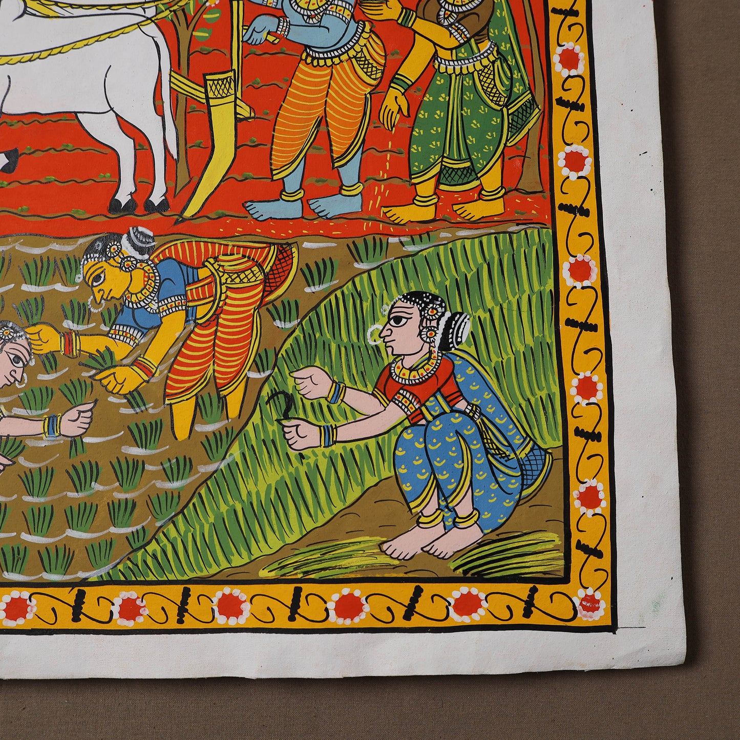 Handpainted Cheriyal Scroll Painting by Dhanalakota Sai Kiran (15 x 15 in) 35