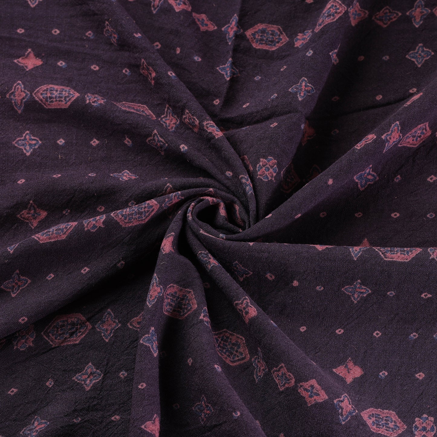Ajrakh Hand Block Print Merino Wool Handloom Natural Dyed Fabric 04