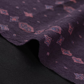Ajrakh Hand Block Print Merino Wool Handloom Natural Dyed Fabric 04