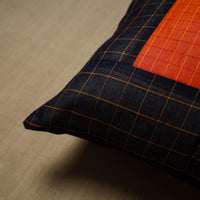 Black - Patchwork Cotton Kanchipuram Cushion Cover (16 x 16 in) 50