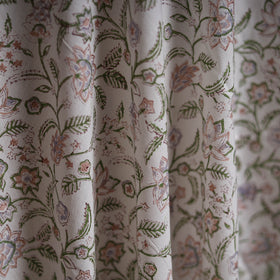 White - Sanganeri Block Print Pure Cotton Fabric 17