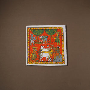 Handpainted Cheriyal Scroll Painting by Dhanalakota Sai Kiran (15 x 15 in) 34