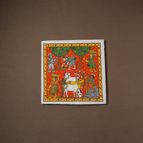 Handpainted Cheriyal Scroll Painting by Dhanalakota Sai Kiran (15 x 15 in) 34