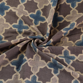 Ajrakh Hand Block Print Merino Wool Handloom Natural Dyed Fabric 05