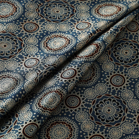 Mashru Silk Natural Dyed Block Print Ajrakh Fabric 08