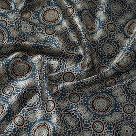 Mashru Silk Natural Dyed Block Print Ajrakh Fabric 08