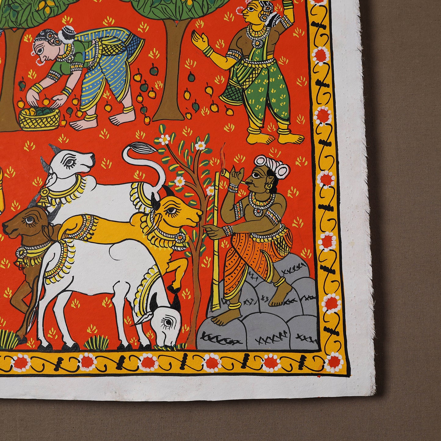 Handpainted Cheriyal Scroll Painting by Dhanalakota Sai Kiran (15 x 15 in) 34
