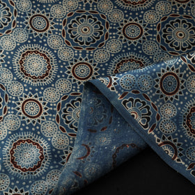 Mashru Silk Natural Dyed Block Print Ajrakh Fabric 08