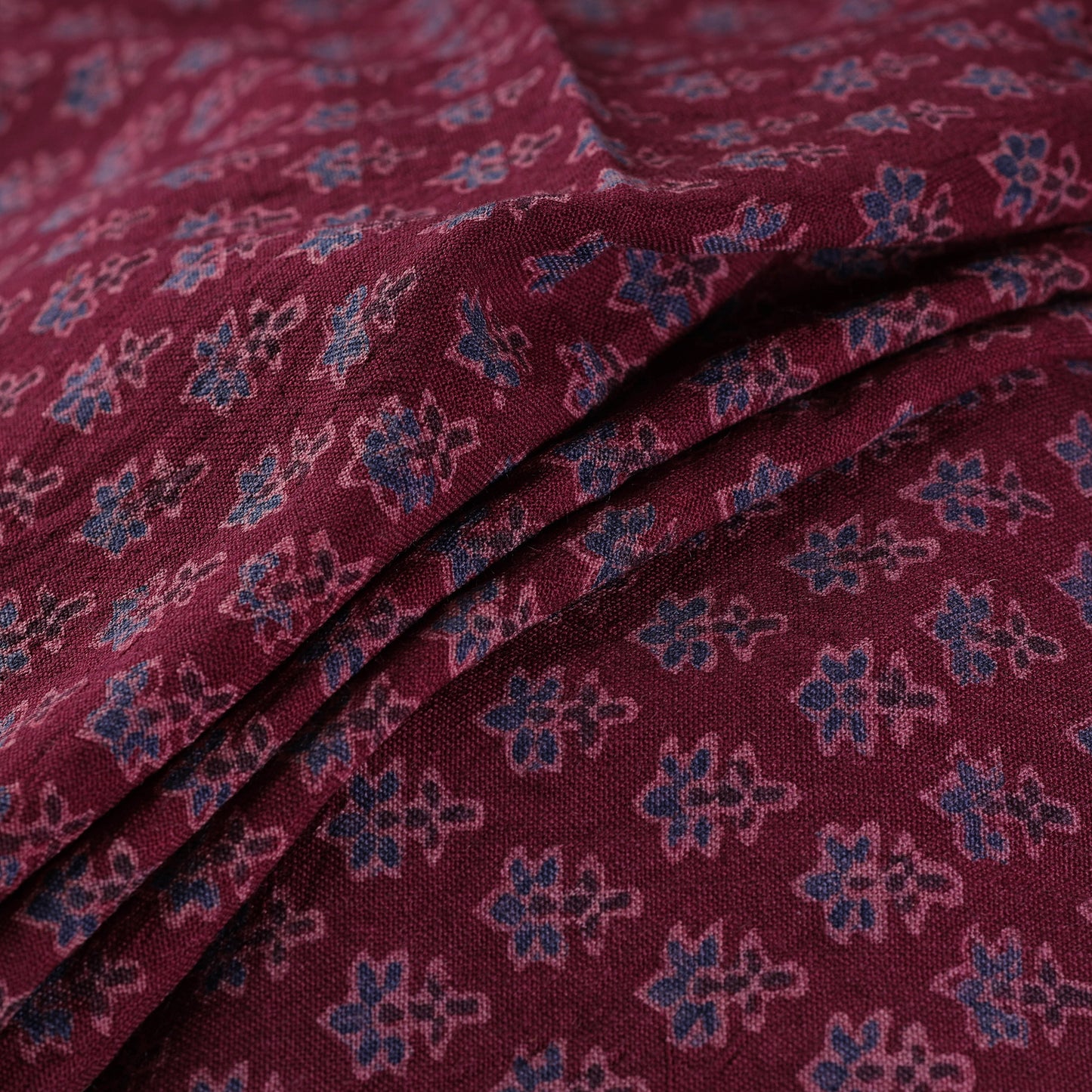 Ajrakh Hand Block Print Merino Wool Handloom Natural Dyed Fabric 06