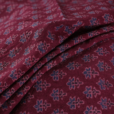 Ajrakh Hand Block Print Merino Wool Handloom Natural Dyed Fabric 06