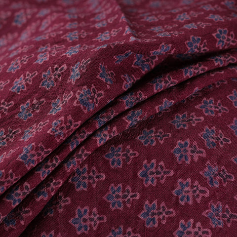 Ajrakh Hand Block Print Merino Wool Handloom Natural Dyed Fabric 06