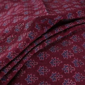 Ajrakh Hand Block Print Merino Wool Handloom Natural Dyed Fabric 06