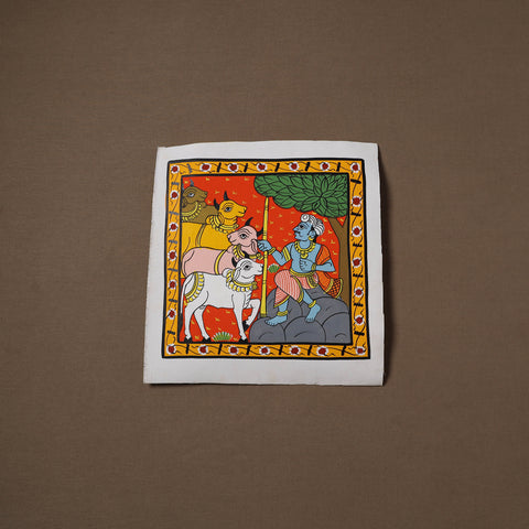 Handpainted Cheriyal Scroll Painting by Dhanalakota Sai Kiran (10 x 10 in) 11