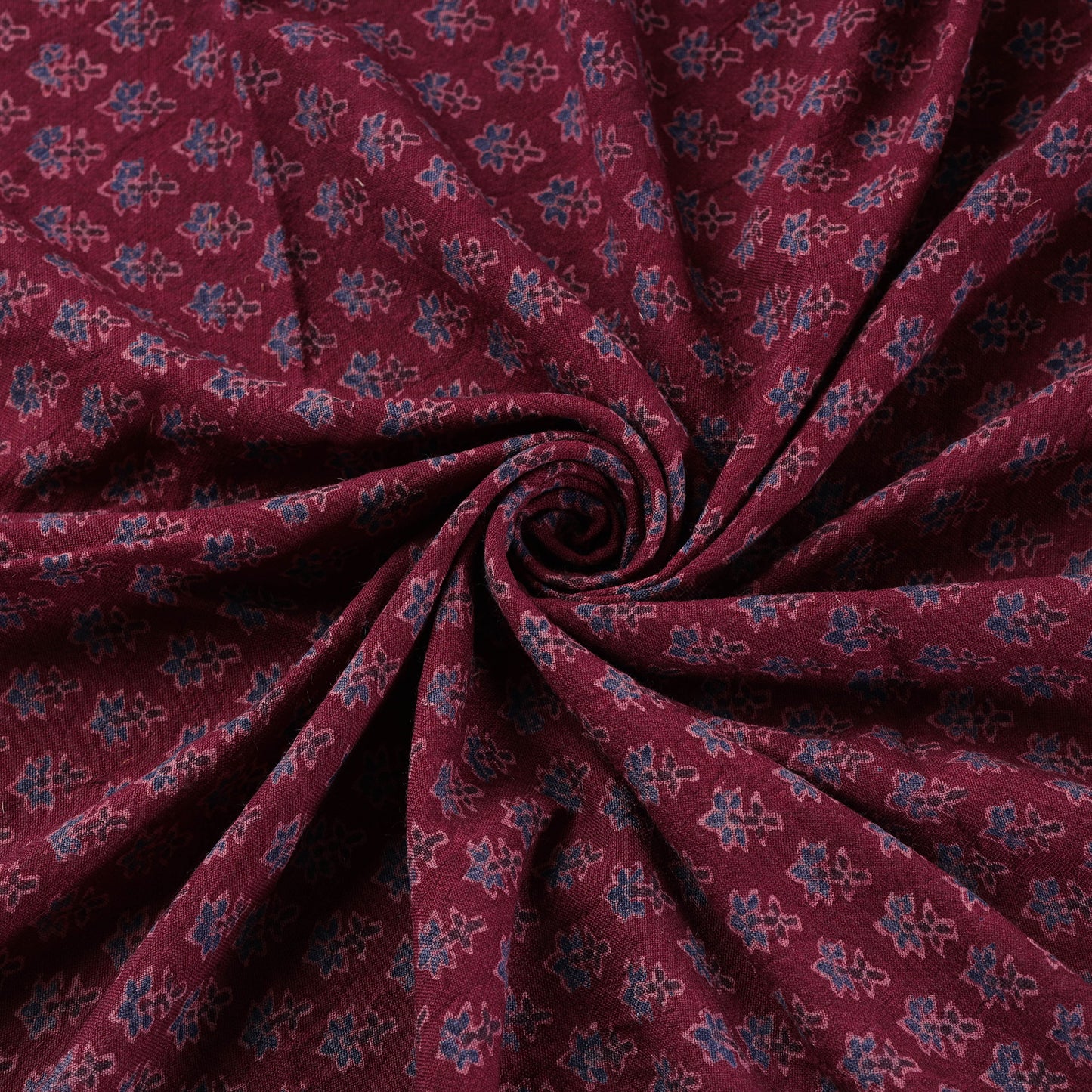 Ajrakh Hand Block Print Merino Wool Handloom Natural Dyed Fabric 06