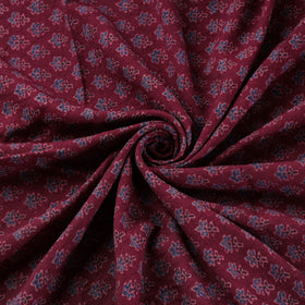 Ajrakh Hand Block Print Merino Wool Handloom Natural Dyed Fabric 06