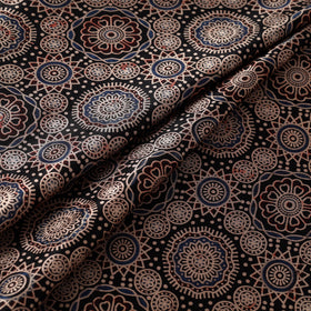 Mashru Silk Natural Dyed Block Print Ajrakh Fabric 09