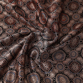 Mashru Silk Natural Dyed Block Print Ajrakh Fabric 09