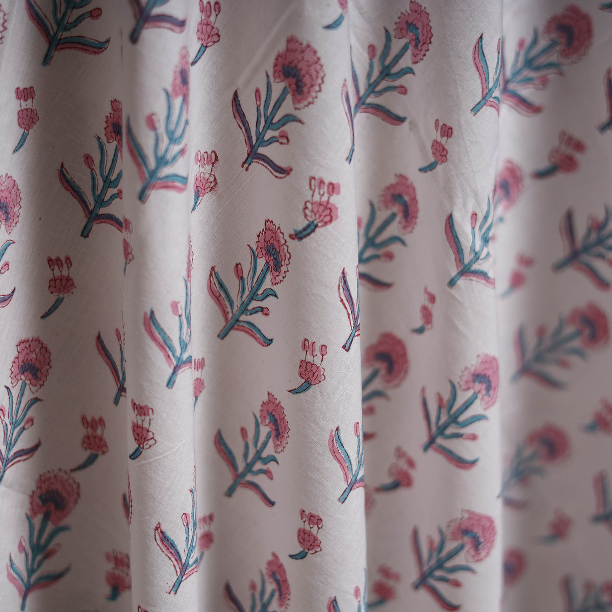White - Sanganeri Block Print Pure Cotton Fabric 15
