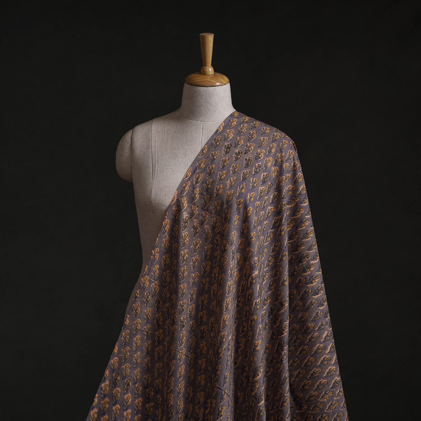 Brown - Sanganeri Block Print Pure Cotton Fabric 14