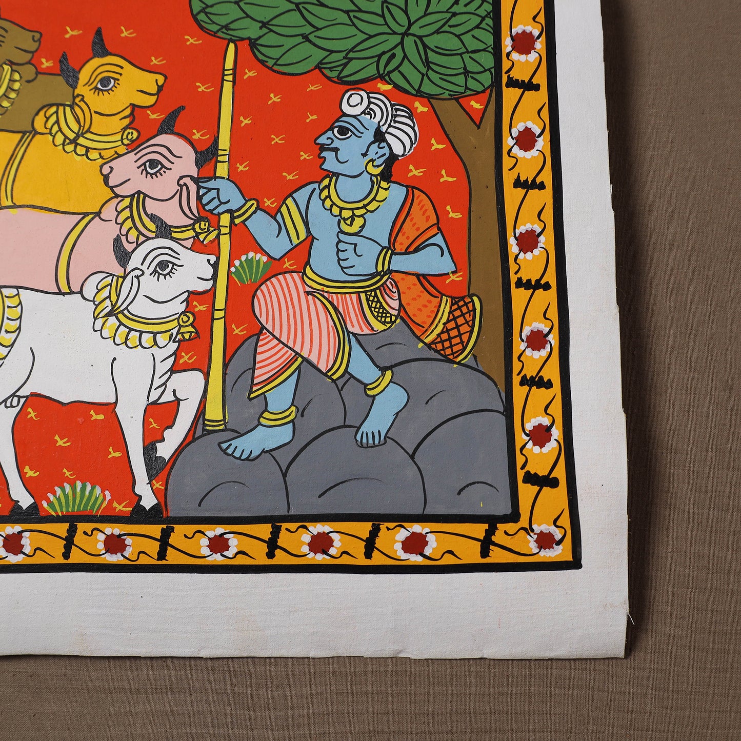 Handpainted Cheriyal Scroll Painting by Dhanalakota Sai Kiran (10 x 10 in) 11