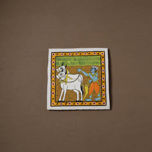 Handpainted Cheriyal Scroll Painting by Dhanalakota Sai Kiran (10 x 10 in) 12
