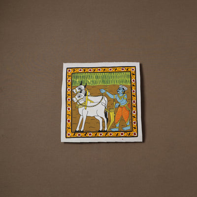 Handpainted Cheriyal Scroll Painting by Dhanalakota Sai Kiran (10 x 10 in) 12