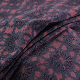 Ajrakh Hand Block Print Merino Wool Handloom Natural Dyed Fabric 07