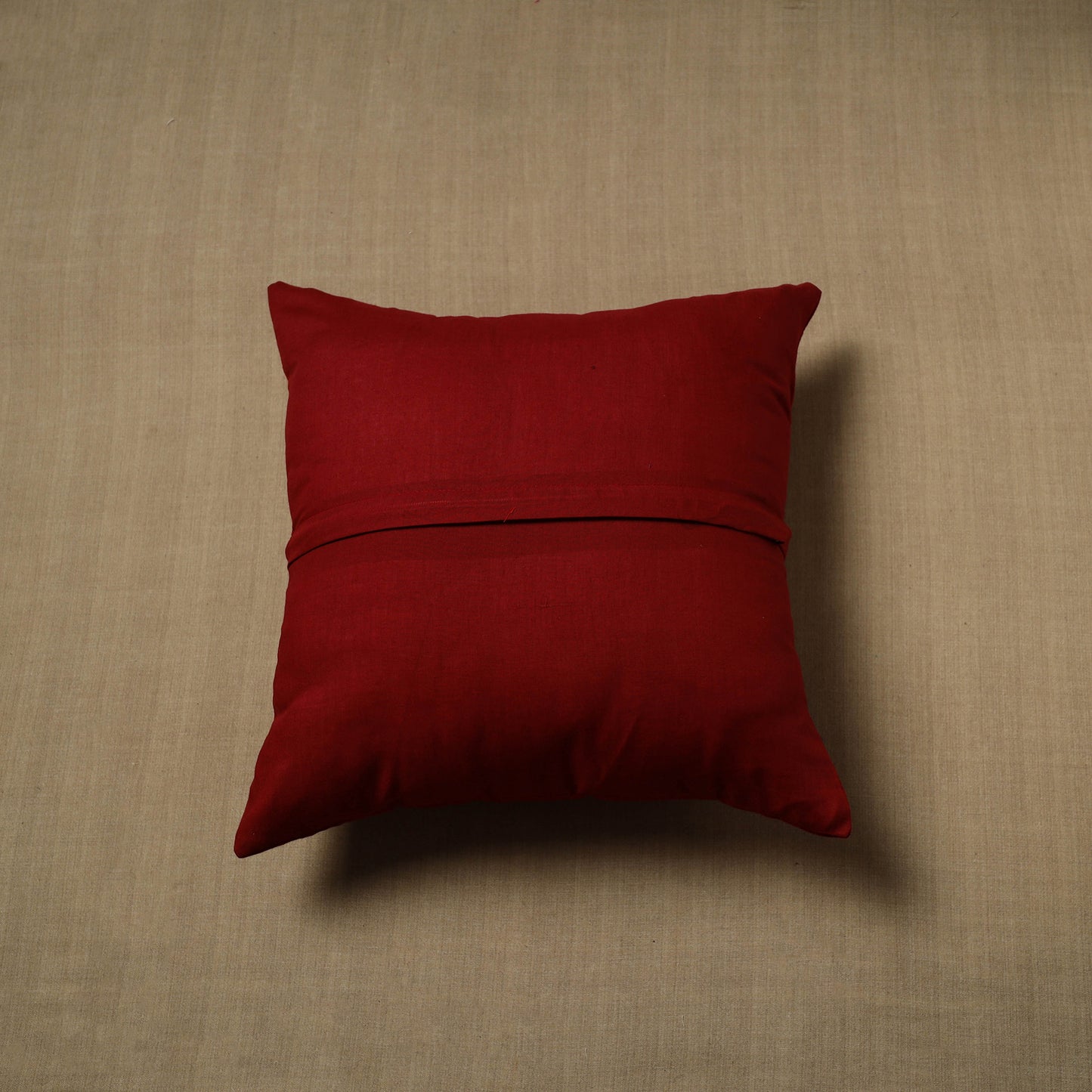 Red - Patchwork Cotton Kanchipuram Cushion Cover (16 x 16 in) 53