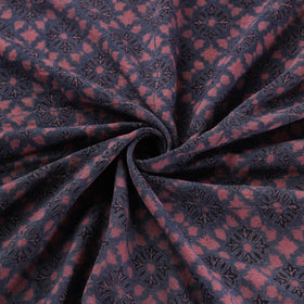 Ajrakh Hand Block Print Merino Wool Handloom Natural Dyed Fabric 07