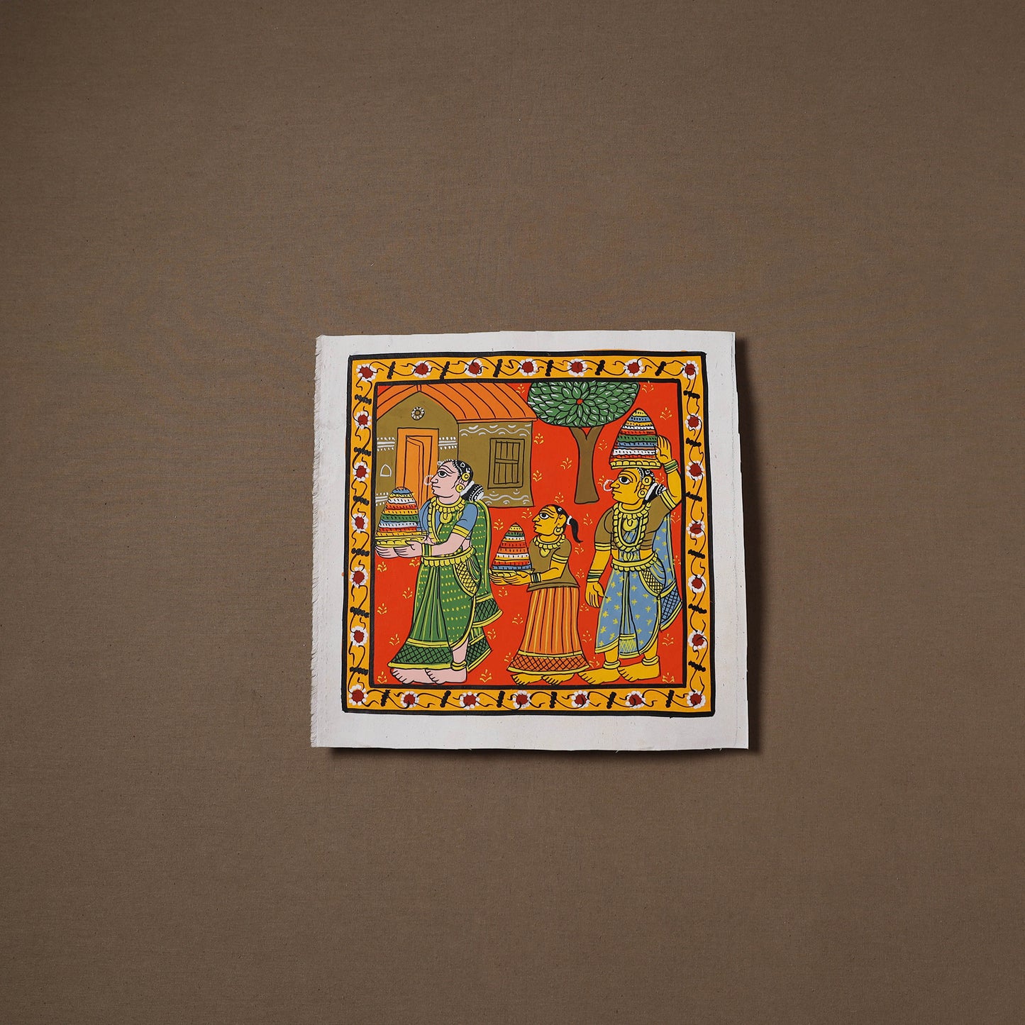 Handpainted Cheriyal Scroll Painting by Dhanalakota Sai Kiran (10 x 10 in) 13