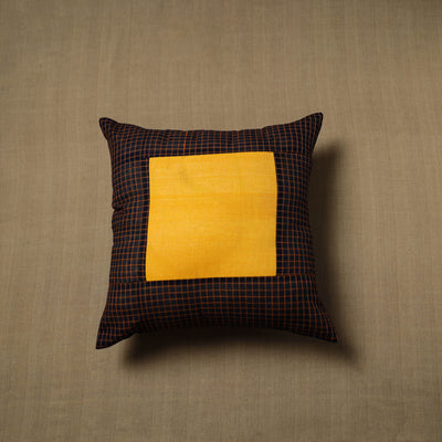 Black - Patchwork Cotton Kanchipuram Cushion Cover (16 x 16 in) 54