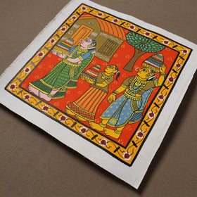 Handpainted Cheriyal Scroll Painting by Dhanalakota Sai Kiran (10 x 10 in) 13