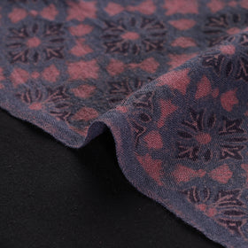 Ajrakh Hand Block Print Merino Wool Handloom Natural Dyed Fabric 07