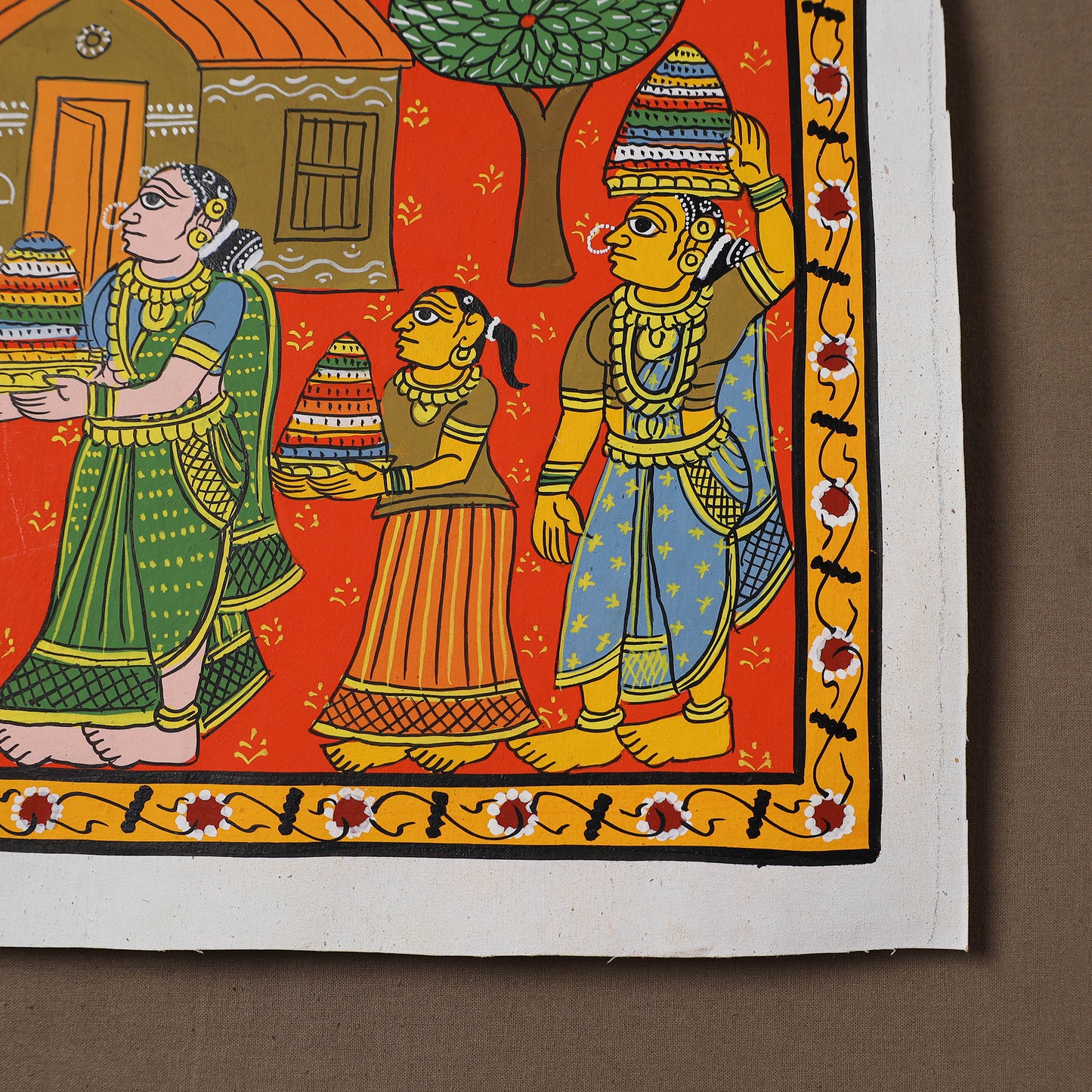 Handpainted Cheriyal Scroll Painting by Dhanalakota Sai Kiran (10 x 10 in) 13