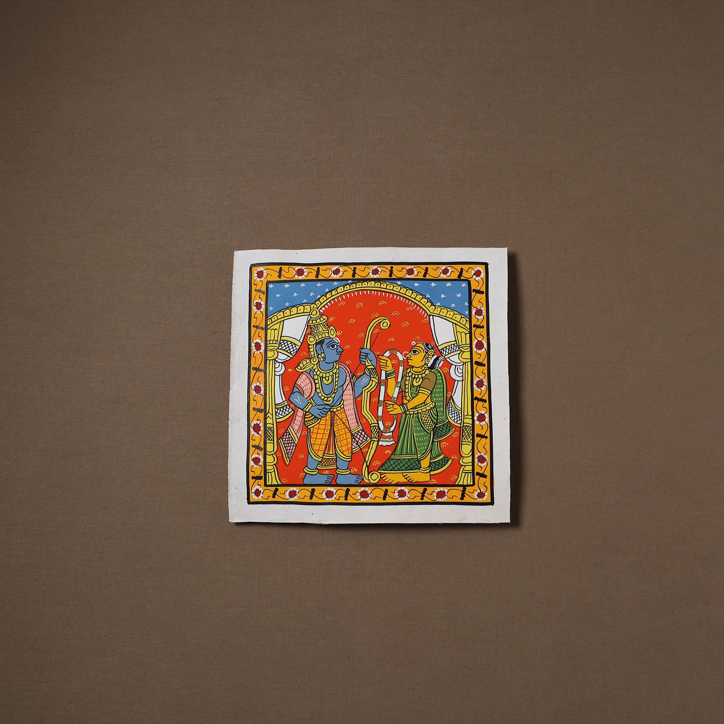 Handpainted Cheriyal Scroll Painting by Dhanalakota Sai Kiran (10 x 10 in) 14