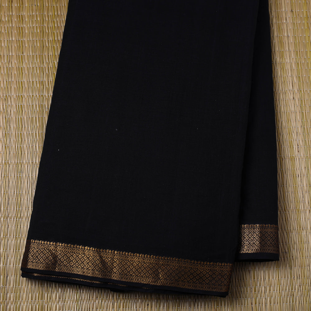 Black - Original Mangalagiri Handloom Cotton Zari Border Fabric 01